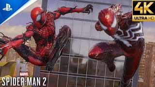 Red Symbiote Suit vs Sandman Boss Fight (Ultimate Difficulty) - Spider-Man 2 PS5 (4K)