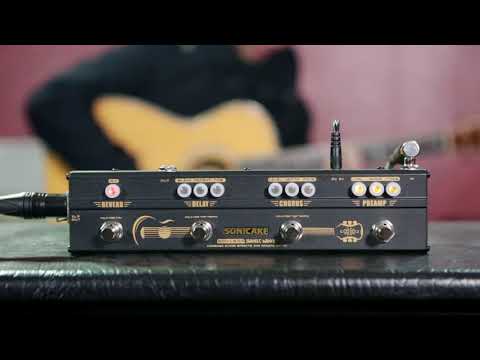 Acoustic Guitar Multi Effects Pedal Preamp DI Box Chorus Delay Reverb with XLR(Sonicake Sonic Wood)