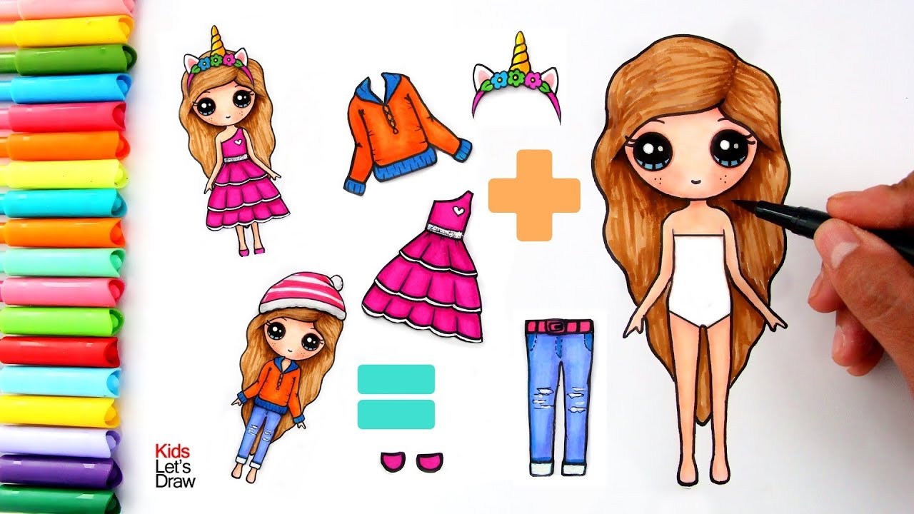 How to make CLOTHES for Cute DOLLS of Paper - Drawings to Crop #1 - thptnganamst.edu.vn