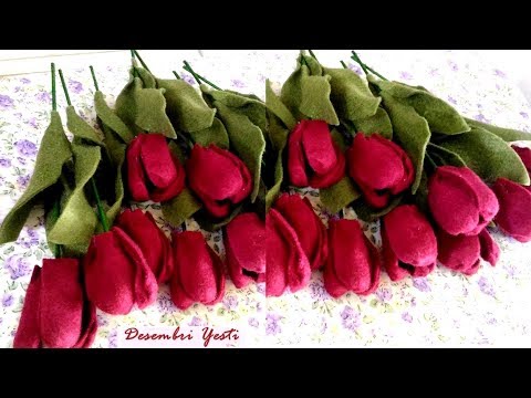  Membuat  Bunga  Tulip  dari  Kain  Flanel  YouTube