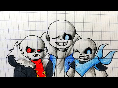 How to draw Sans, Tripple sans, How to draw Gaster Blaster ...