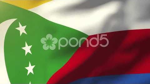 Comoros Flag Waving In The Wind. Looping Sun Rises Style. Animation Loop