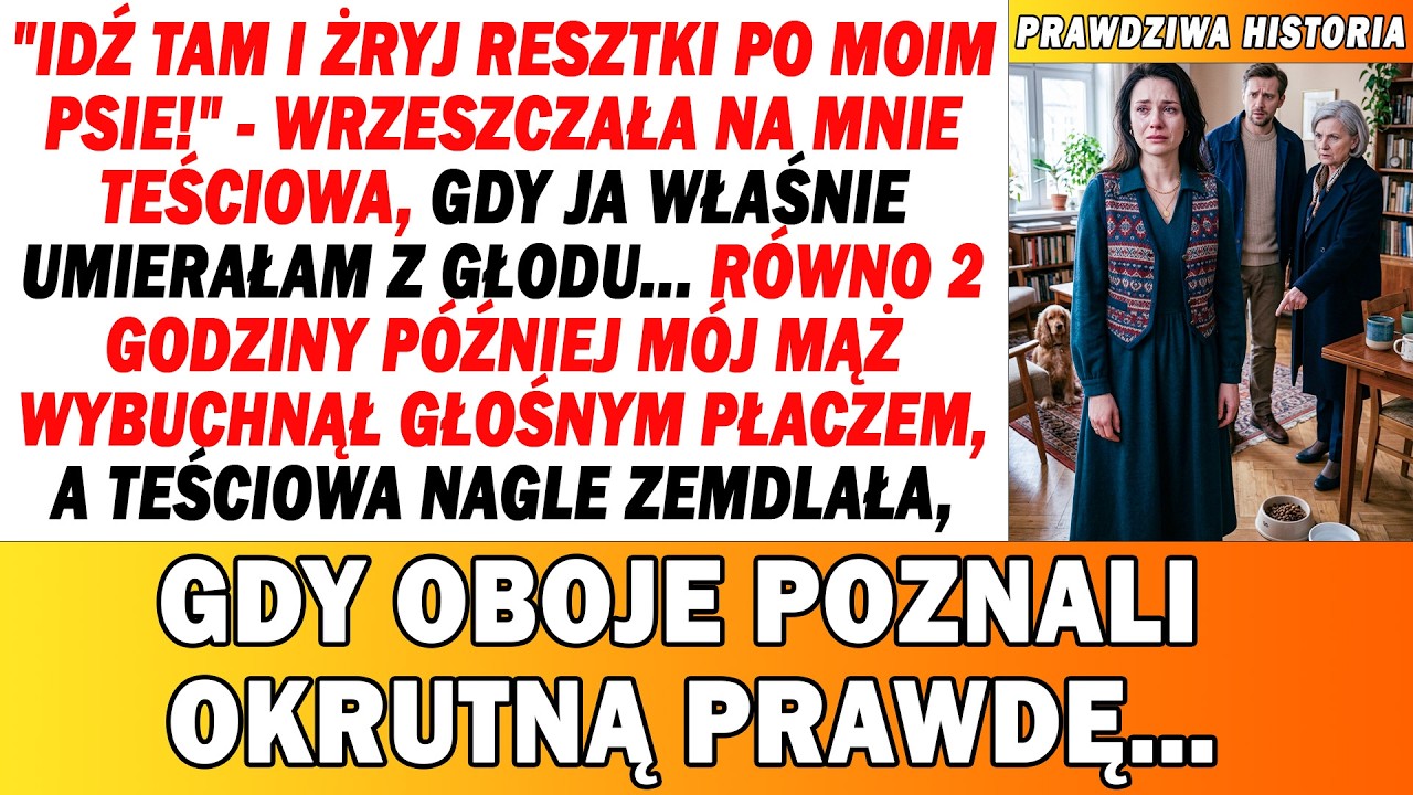 „To jedz resztki po moim psie. Jesteś mniej warta niż moje zwierzę domowe”. Te słowa moja teściowa rzuciła mi w twarz po całym dniu bez jedzenia, na oczach sąsiadek, podczas gdy mój mąż stał obok...