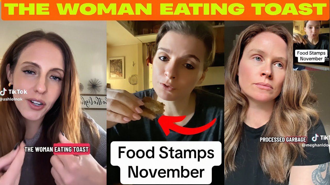 Женщина, ругающаяся с женщинами, получающими пособие SNAP, во время еды тоста, получила шов
