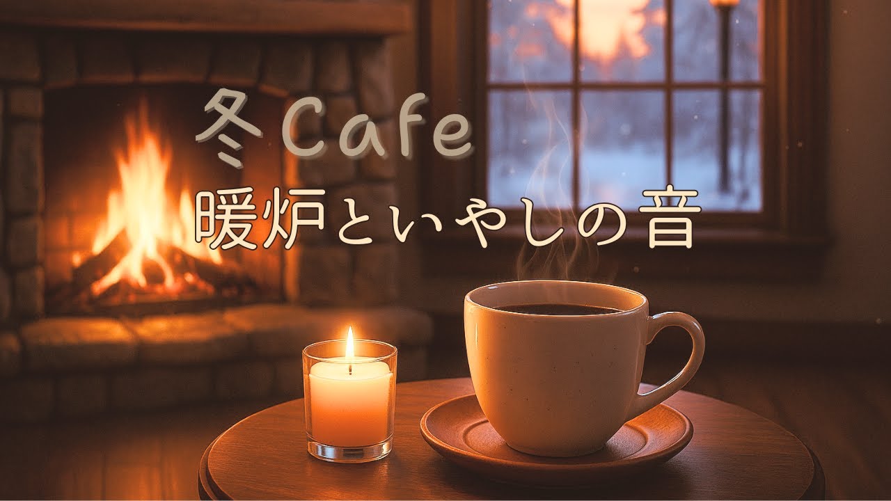 冬カフェBGM☕️ 暖炉のある部屋で過ごす やさしいチルフォーク｜癒しとくつろぎの午後