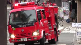 緊急走行!!東京消防庁消防車救急車住宅密集地現場へ!!東京神楽坂 Fire Engine Responding 2014/2/11