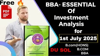 BBA Essential of Investment and  Analysis Important Theories|B.Com/(hons)in Just20 Minutes+Free PDF