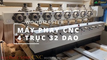 Máy Phay CNC 4 trục 32 dao Woodmaster WM-4x8CNC. Phay chân ghế hàng loạt với độ chính xác cao.