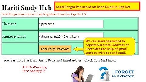 Send Forgot Password to User Registered Email in Asp.Net C# | Hindi | Free Online Learning Classes