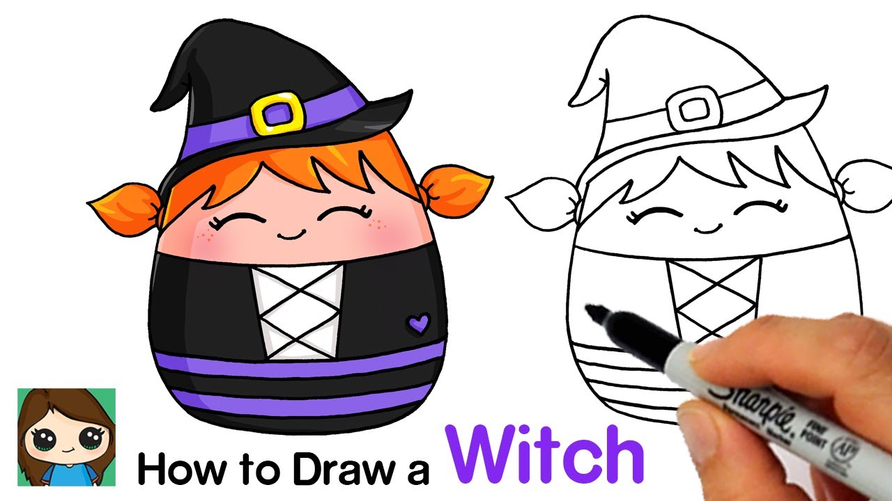 How to Draw a Witch ???? Squishmallow Halloween Squad - YouTube