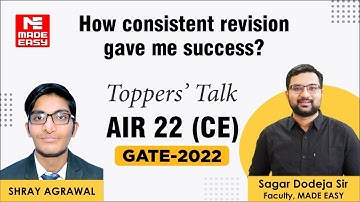 GATE 2022 Topper | Civil Engineering | Shray Agrawal | AIR-22 | Toppers