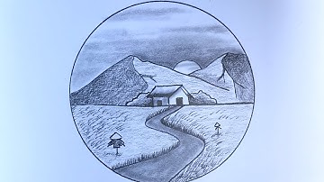 Vẽ Tranh Phong Cảnh Trong Hình Tròn Bằng Bút Chì | How to draw easy scenery in circle