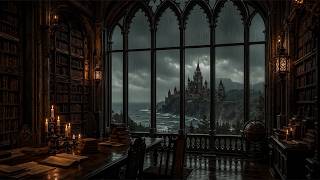Rainy Gothic Library by the Sea | Dark Academia Piano for Reading, Writing & Sleep