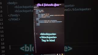 What is Blockquote Tag in HTML🚀Use of blockquote Tag for Beginners#coding#viral#trending#shorts#html