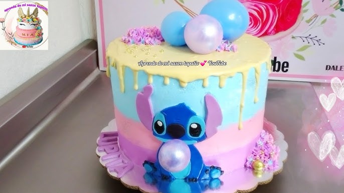  Decoración de pastel de cumpleaños Lilo y Stitch rosa