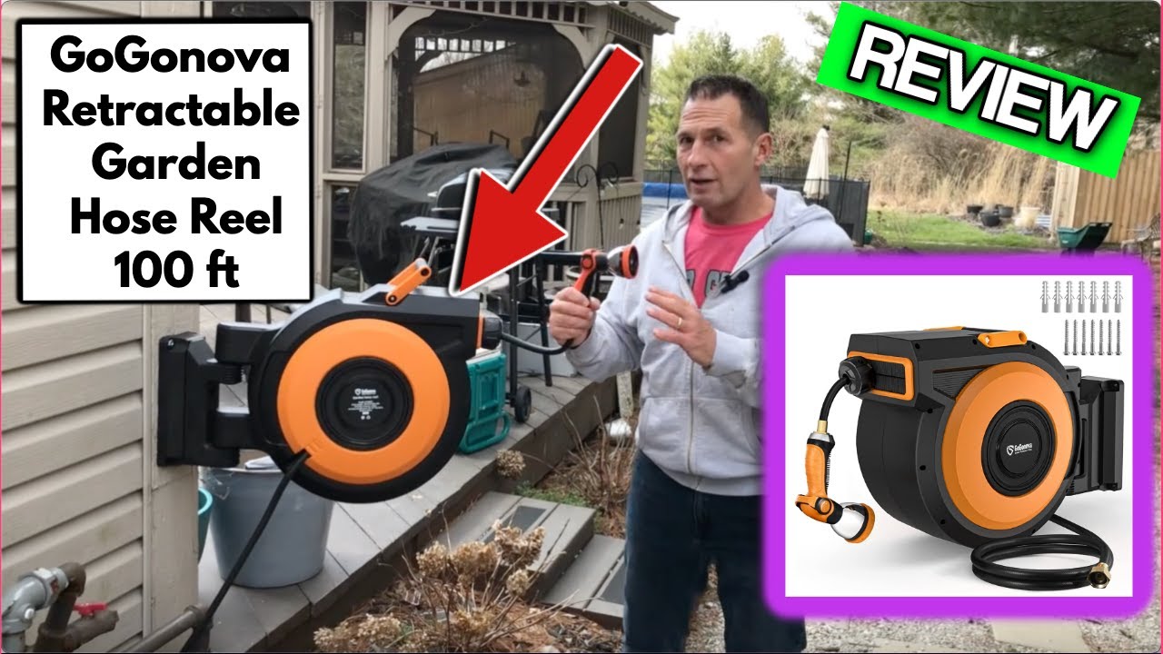 GoGonova Retractable Garden Hose Reel 100 ft 