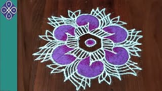 Flower Padi kolam / geethala muggulu / Friday kolam/ Creative Padi kolam with 7 dots