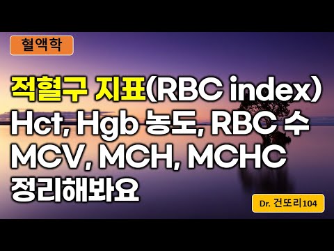 RBC index: MCV, MCHC, MCH, RBC count, Hgb(헤모글로빈 농도), Hct(헤마토크릿) 관계