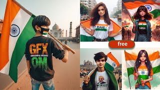 Republic Day special ai generated image on custom name on tshirt.