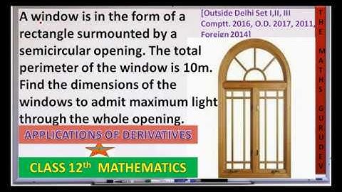 #themathsgurudev , A window is in the form of a rectangle surmounted by a semicircular opening....