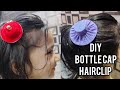 Diy plastic bottle cap hair clips making how to make mini hat bottle cap reuse hairclip diy