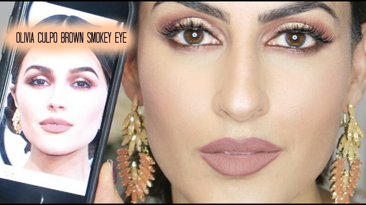 Olivia Culpo Golden Globes Makeup Brown Smokey Eye YouTube