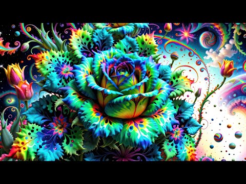 AI Manifest: Floral Aurora Fractals | Psychedelic Rose 🌹 Odyssey (4K)