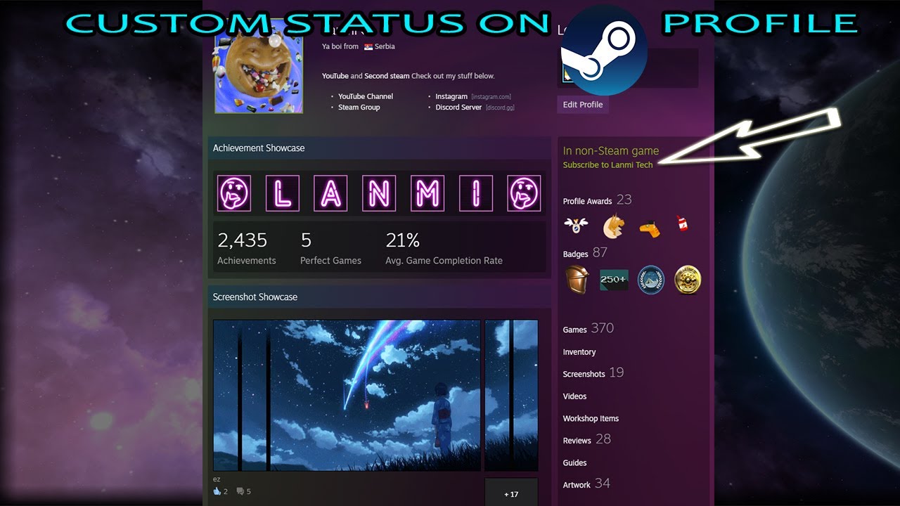 How to: Get Custom In-Game Status in your Steam Profile! 