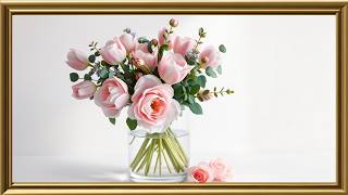 Pink Roses #silenttvart  #FrameTVArt #SamsungFrameTV #TVArtNoMusic #GoldFrameTVArt #FloralTVArt screenshot 1
