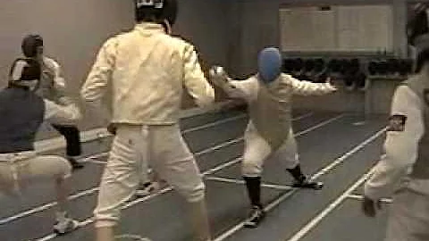Matthew Holley demonstrates a sport fencing Diseng...
