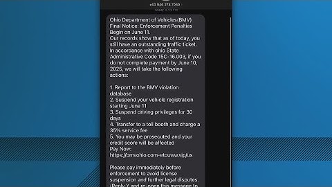 Did you get this text claiming to be from the Ohio BMV? It