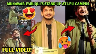 FULL VIDEO of Munawar Faruqui's Stand up at LPU Campus 😱🔥