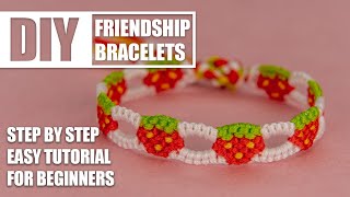 Strawberry Hole Chain Summer Friendship Bracelets Step by Step Tutorial | Easy Tutorial for Beginner