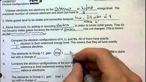 E- Config Part 3:  Valence Electrons and ions