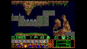 Snes Lemmings Tricky level 9