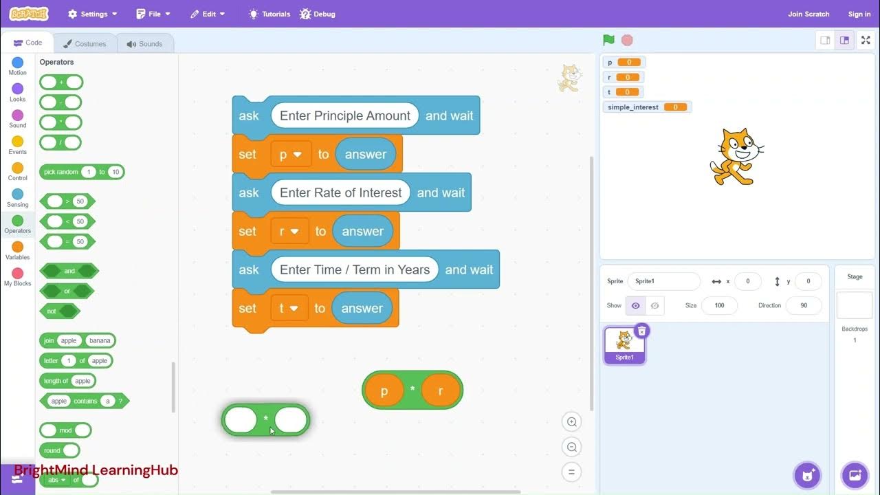 Simple Interest Calculation in Scratch | Easy Scratch Math Project ...