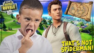 LITTLE KID BEGS FOR *NEW* TOM HOLLAND “NATHAN DRAKE” SKIN IN FORTNITE (ProPepper Fortnite Trolling)