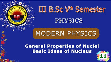 11. III BSc 5th Sem- PHYSICS- MODERN PHYSICS -  General Properties of NucleI, Basic Ideas of Nucleus