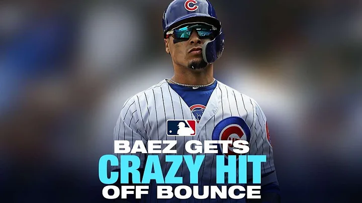 Crazy play! Baez throws bat at bouncing ball for hit