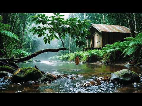 Mountain stream flowing, Forest river stream, Flowing water, white noise for sleeping Calm River