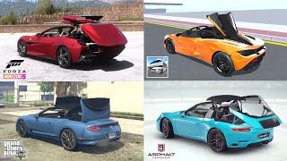 Convertible Cars in Forza Horizon 5, 3D Driving Class, Asphalt 9, GTA 5