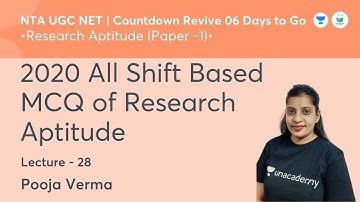 2020 All Shift Based MCQ of  Research Aptitude| Research Aptitude | NTA UGC NET JRF 2021 Pooja Verma