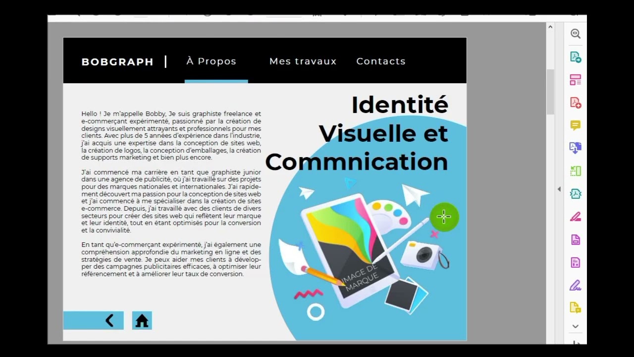 concevoir un portfolio interactif  personnalisé en PDF