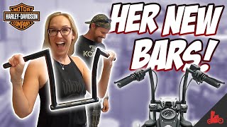 Her NEW Bars!  Harley Iron 883 ZBars Install