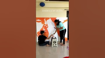 Painting a Huge Canvas for a Cafe 🎨💖 #youtubeshorts #shorts