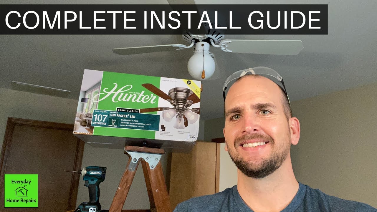 How To Install A Flush Mount Ceiling Fan Hunter 42 Inch You