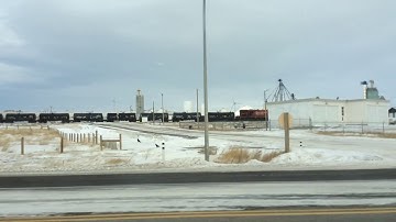 Westbound mixed freight in Pincher station Alberta
