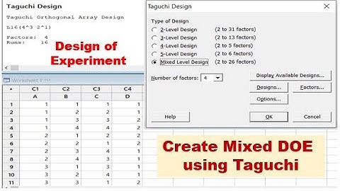 Create/Make a Mixed DOE using Taguchi Design || Mixed DOE by Different Factors & Levels in Minitab