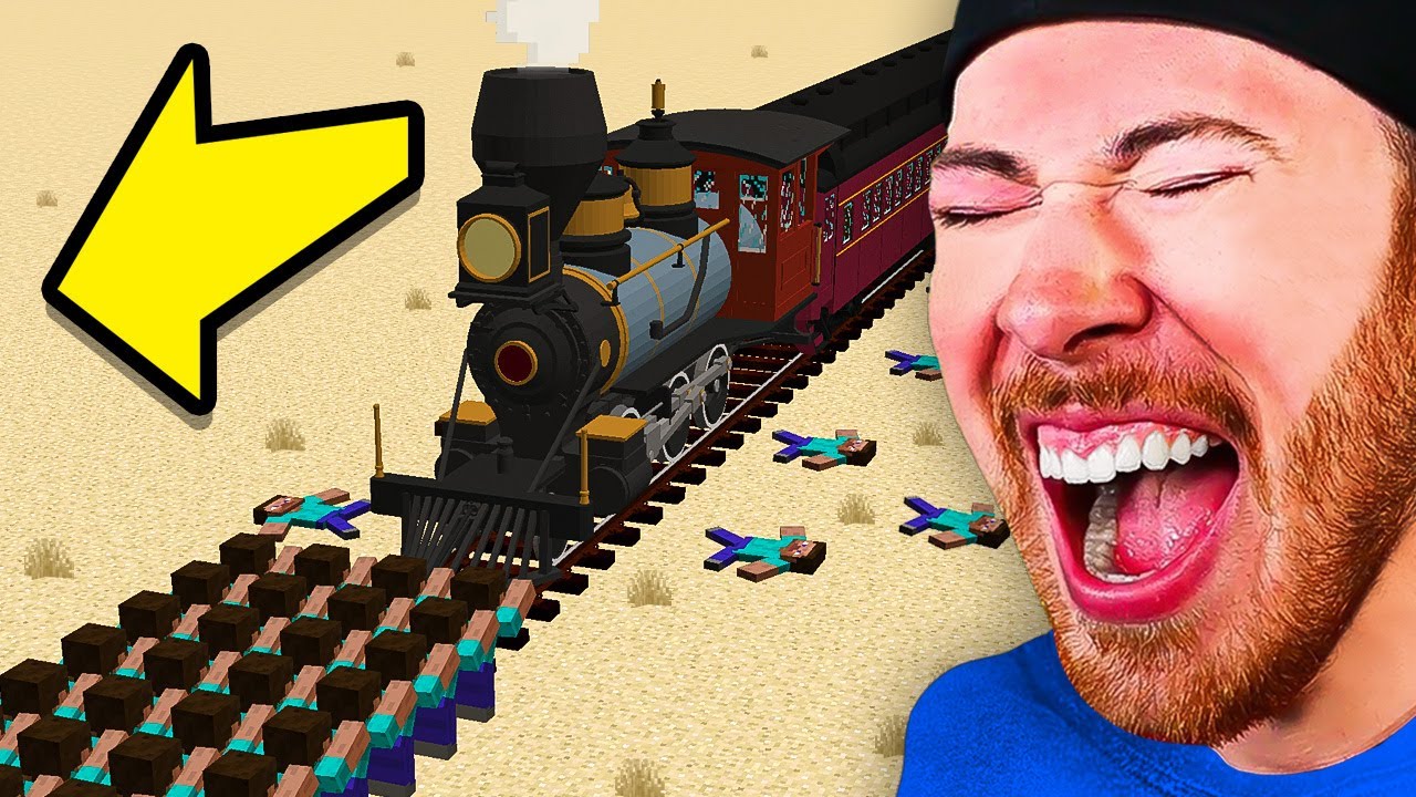 HOW MANY MINECRAFT STEVES STOP A TRAIN?! (Funny Animation)