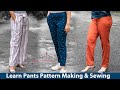 Womens pants pattern making  sewing step by step  pants foundation cigarette  palazzo  trailer